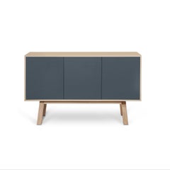 French designer dark blue 3-door sideboard, by Eric Gizard Paris