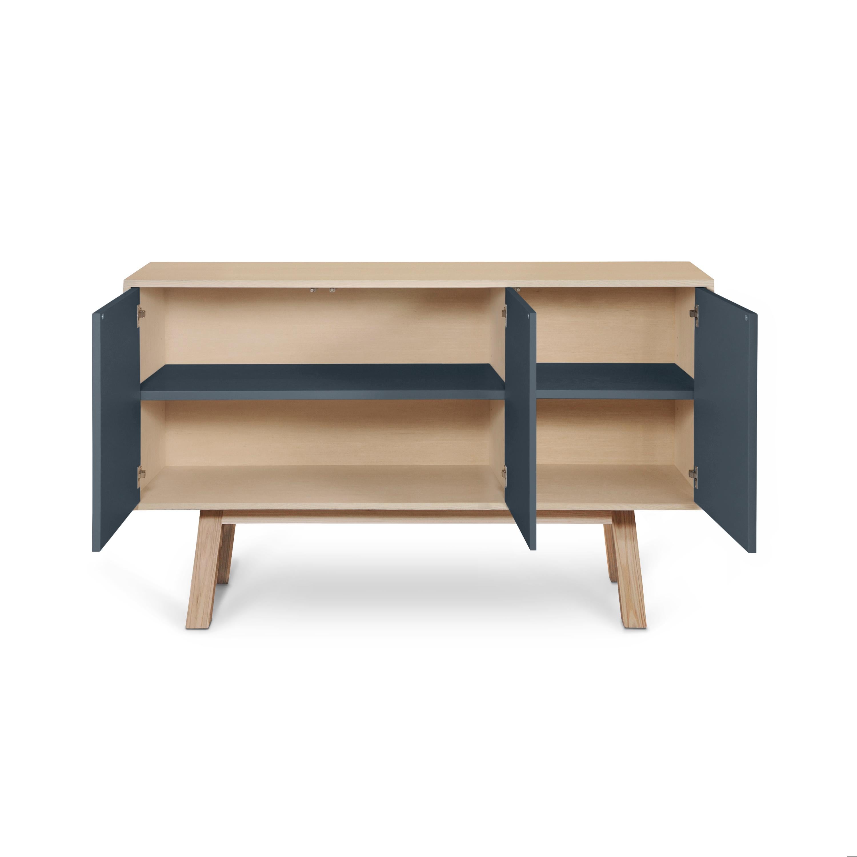 Aparador de 3 puertas azul oscuro de diseño francés, por Eric Gizard París en Nuevo estado para la venta en Landivy, FR
