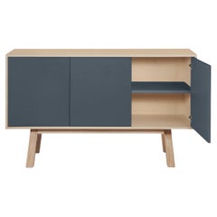French designer dark blue 3-door sideboard, by Eric Gizard Paris