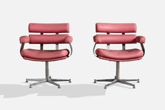 French Designer, Desk Chairs, Metal, Fabric, France, 1980s