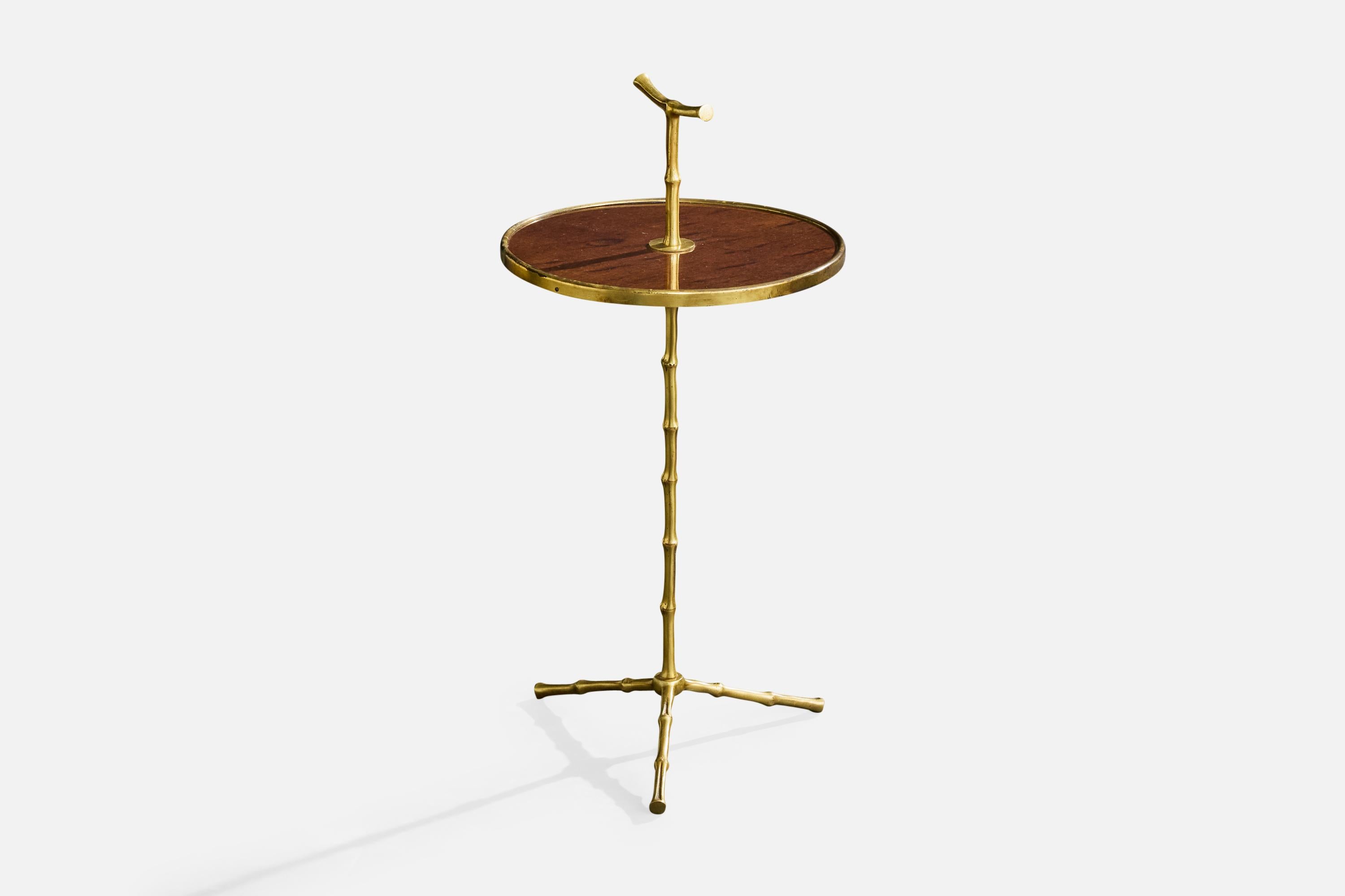 Mid-Century moderno Tavolino di design francese, ottone, legno, Francia, anni '60 in vendita