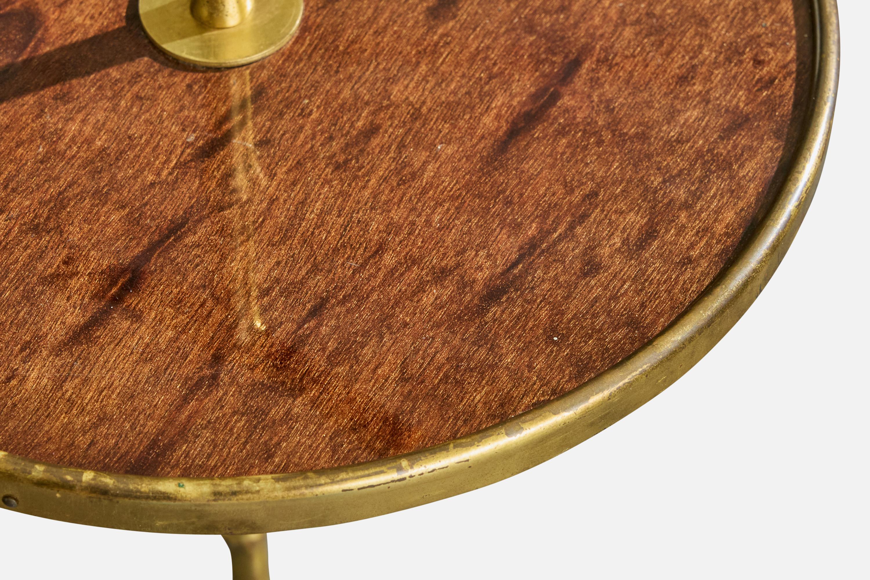 Tavolino di design francese, ottone, legno, Francia, anni '60 in vendita 1