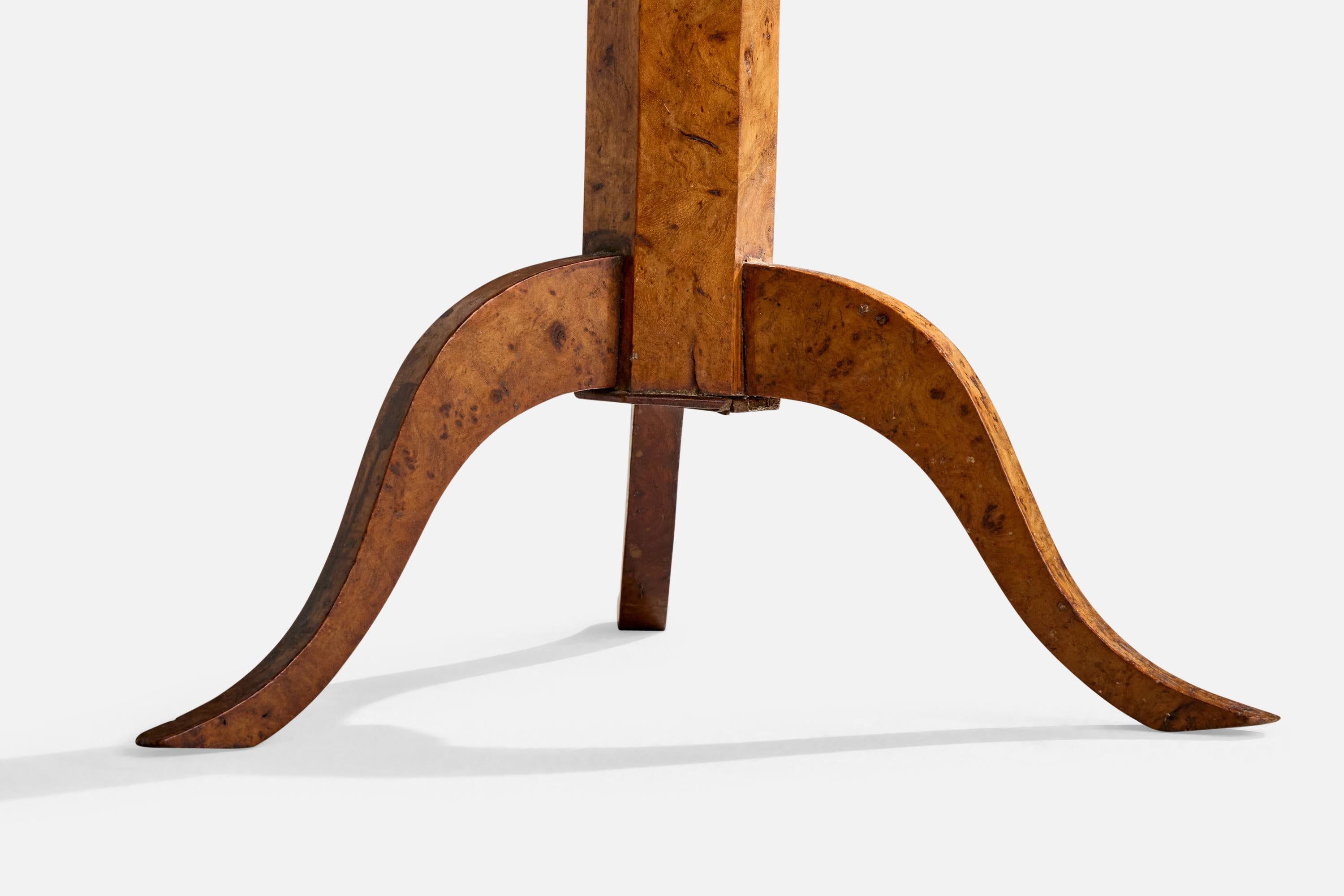 French Designer, End Table, Burl Wood, France, 1920s For Sale 6