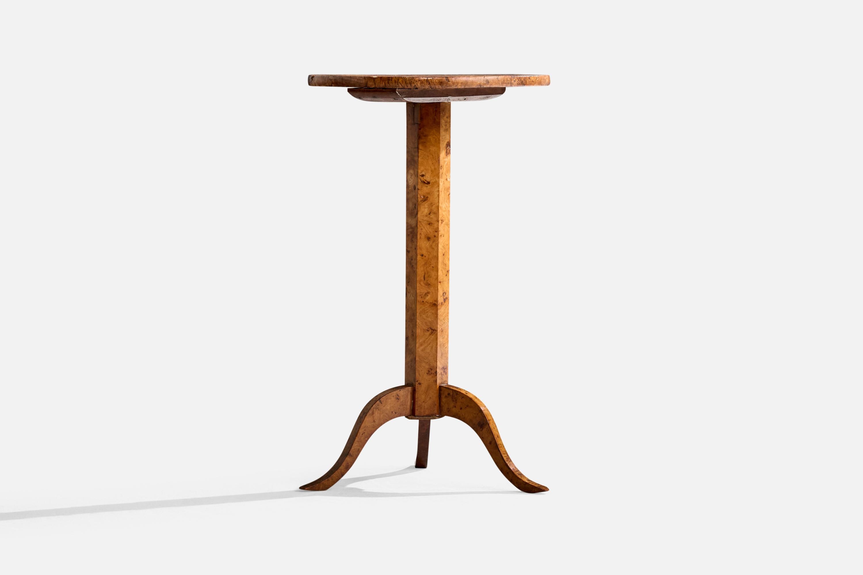 Early 20th Century French Designer, End Table, Burl Wood, France, 1920s For Sale