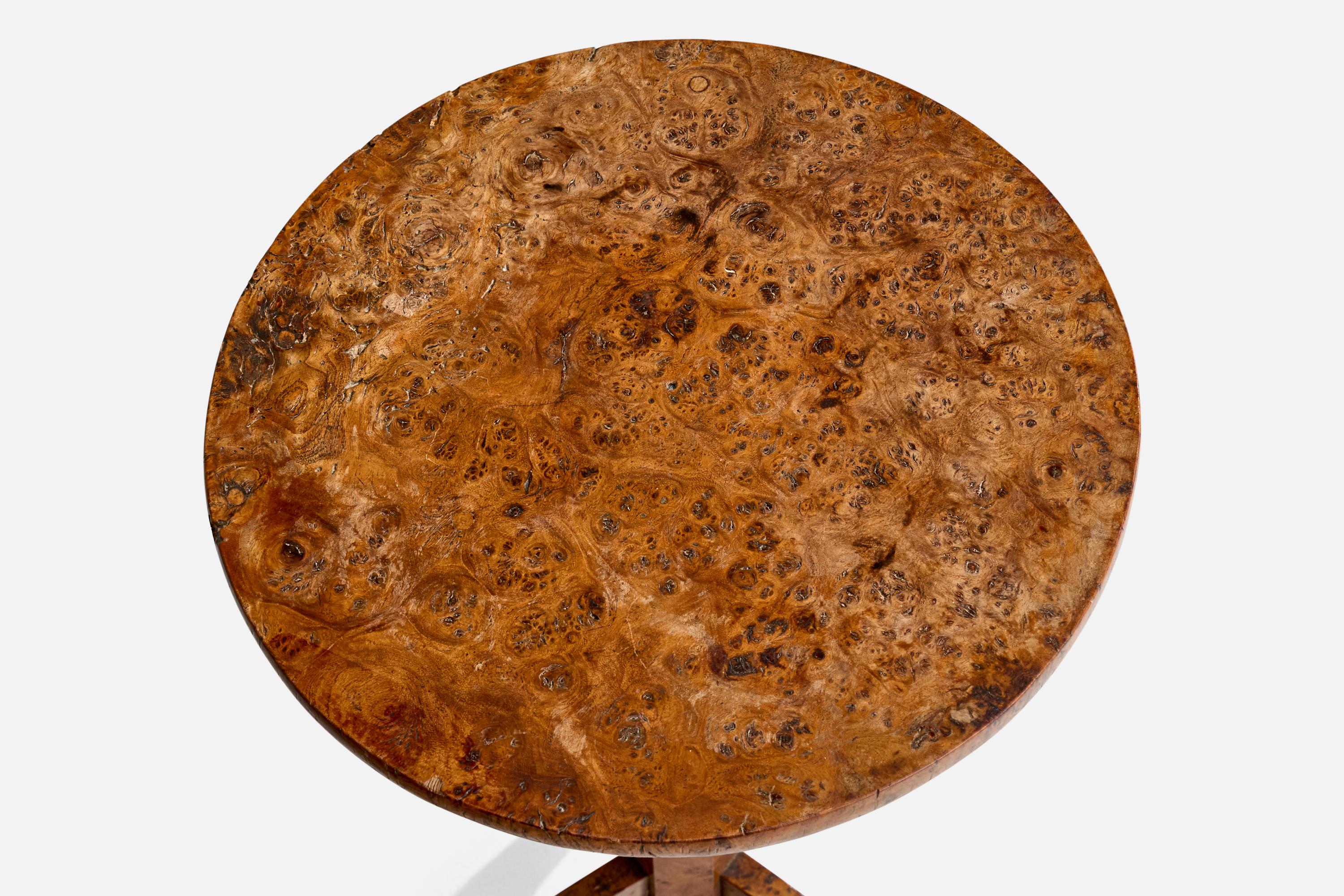 French Designer, End Table, Burl Wood, France, 1920s For Sale 2