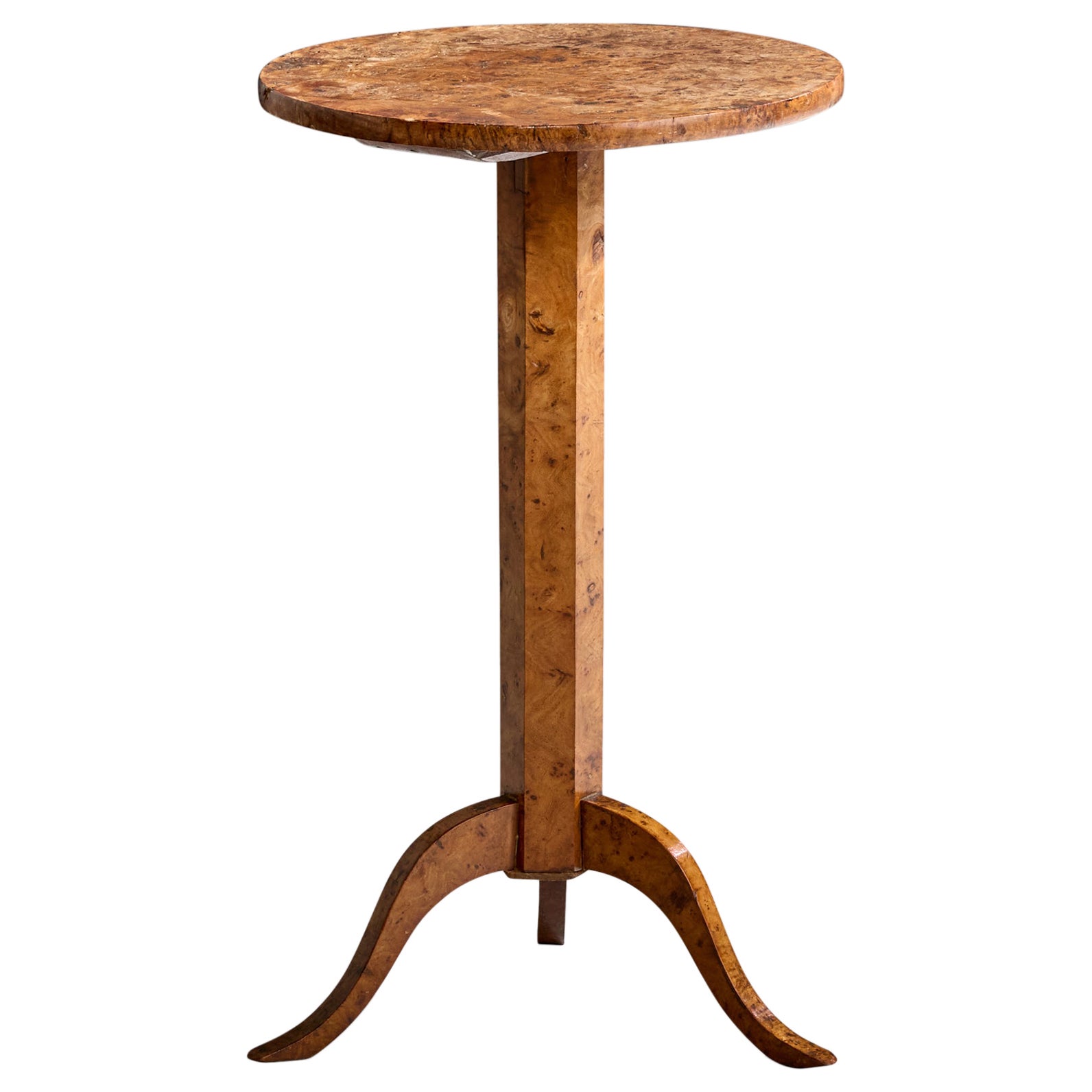 French Designer, End Table, Burl Wood, France, 1920s For Sale