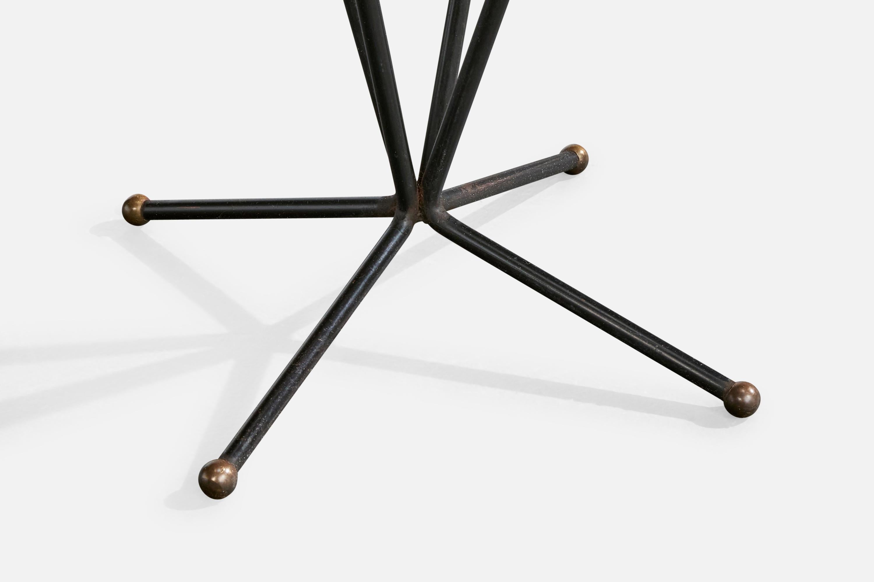 French Designer, End Table, Iron, Brass, Glass, France, 1950s For Sale 2