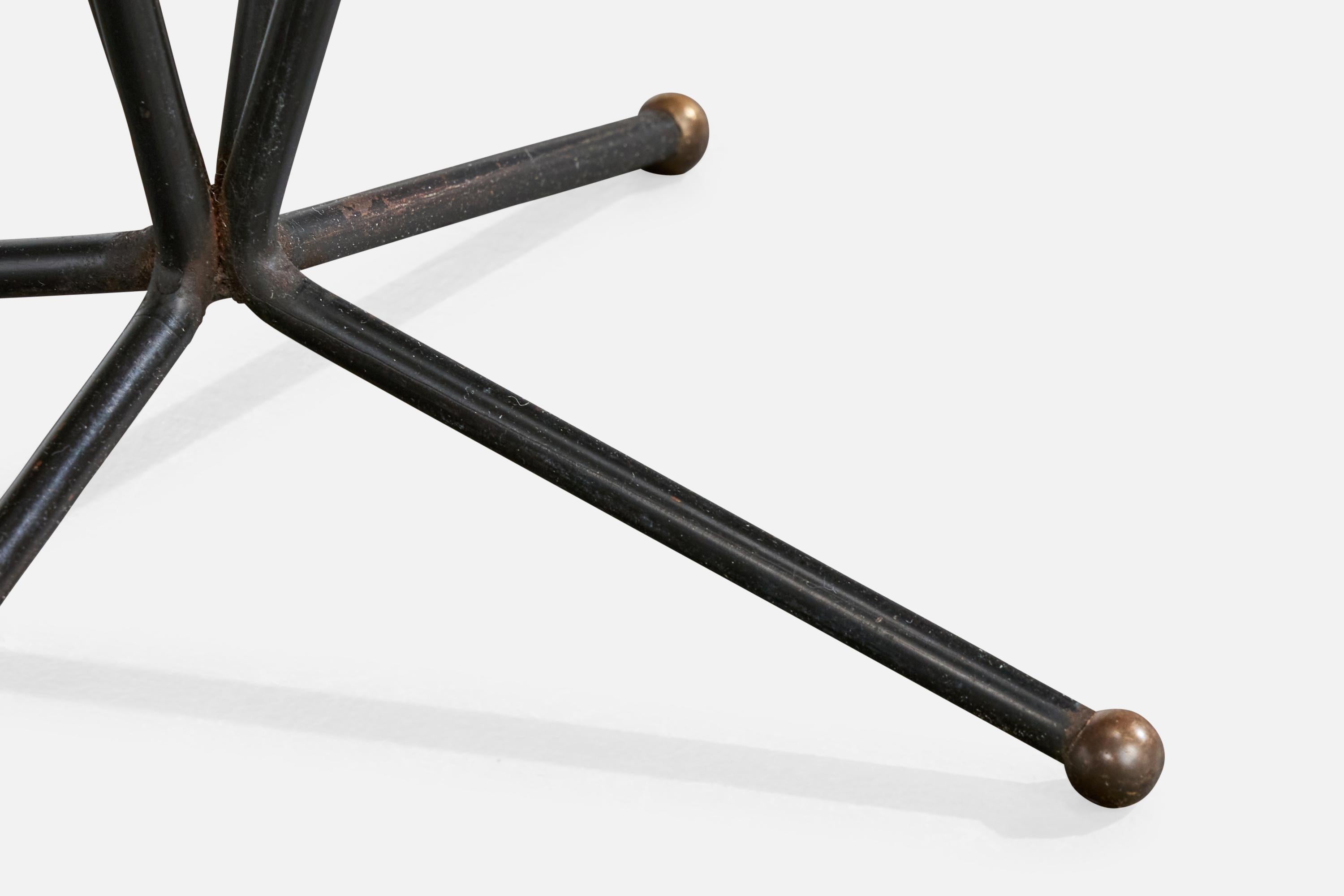 French Designer, End Table, Iron, Brass, Glass, France, 1950s For Sale 3