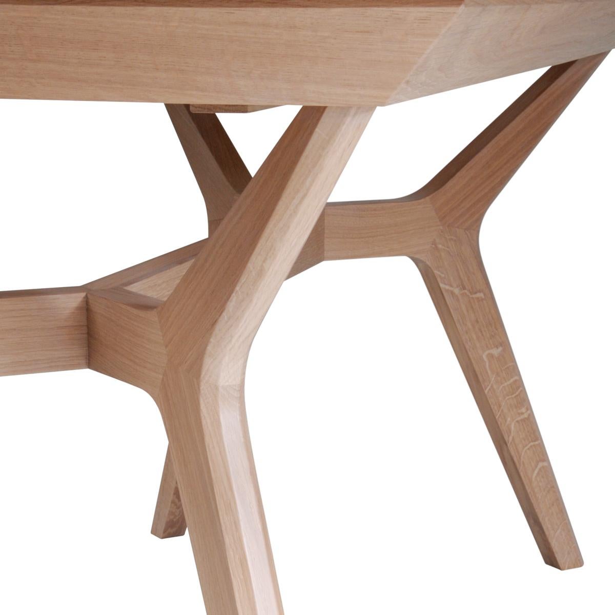 French Designer Extendable Dining Table Solid Oak Wood White Ceramic Top For Sale 2