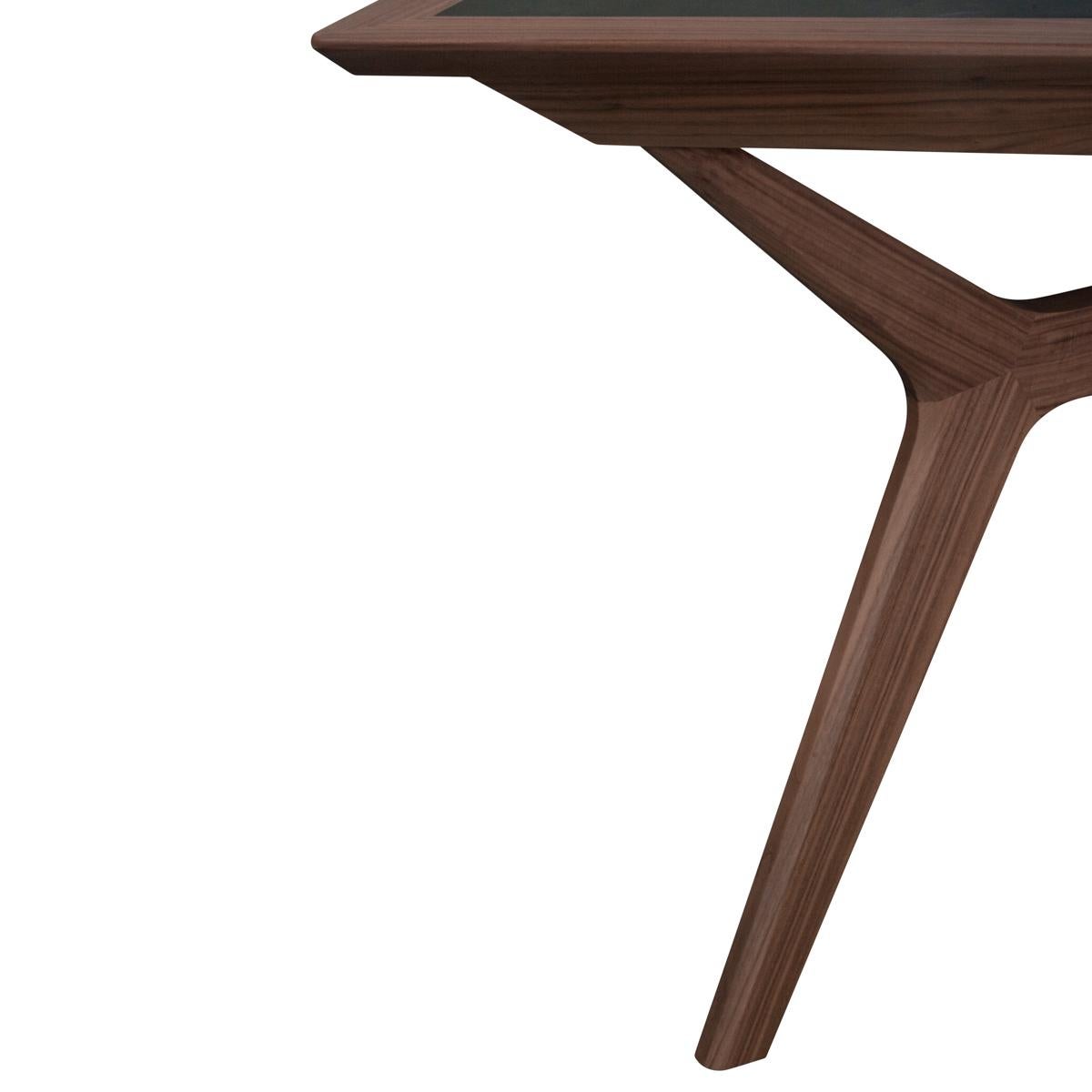 French Designer Extendable Dining Table Solid Walnut Wood Ceramic Top In New Condition For Sale In Landivy, FR