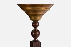 Lampadaire de créateur français, laiton, ébène de Macassar, France, années 1920