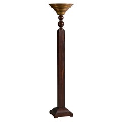 Lampadaire de créateur français, laiton, ébène de Macassar, France, années 1920