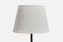 French Designer, Floor Lamp, Brass, Metal, Fabric, France, 1950s