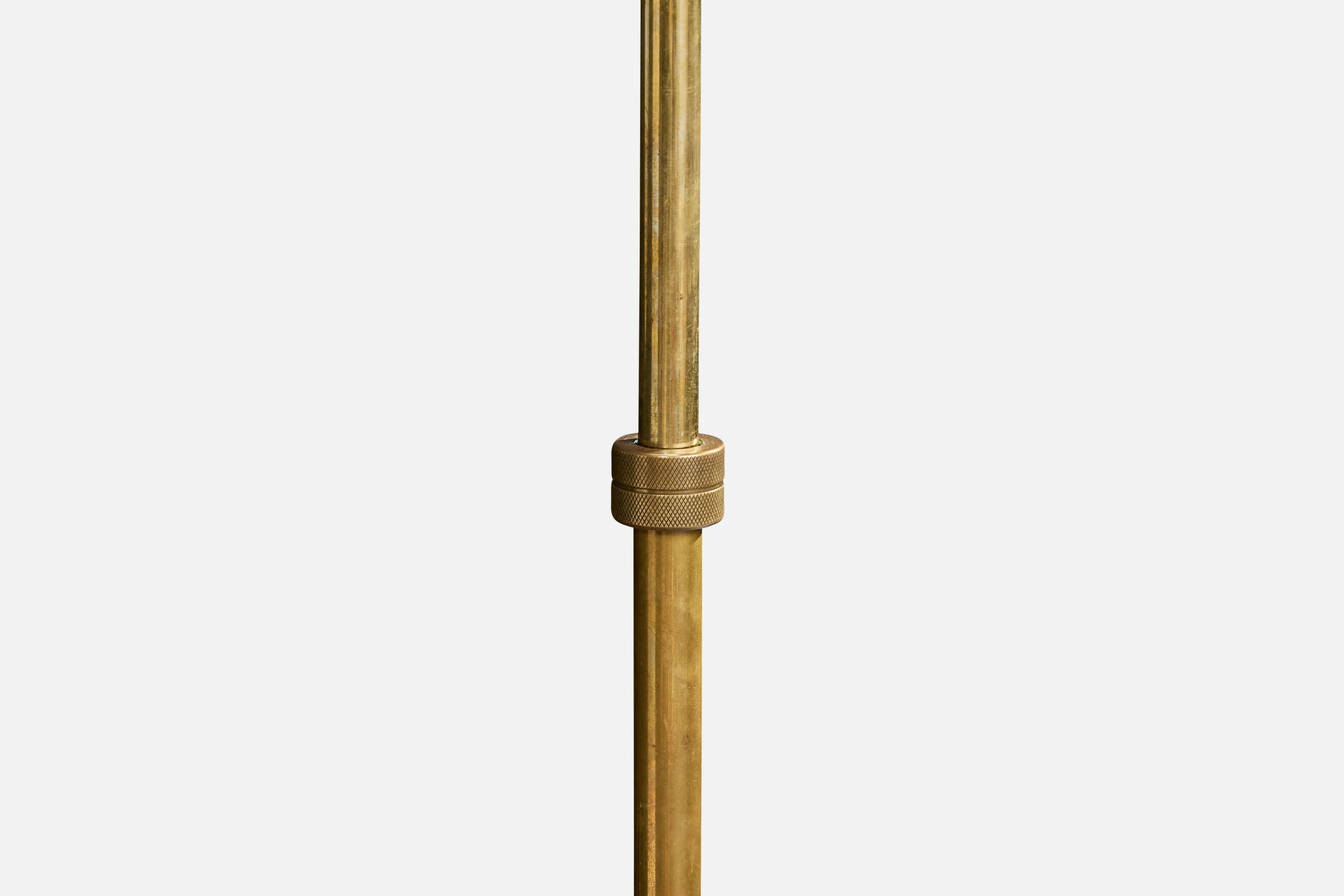 Diseñador francés, Lámpara de pie, Latón, Metal, Tela, Francia, Años 1950 mediados del siglo XX en venta