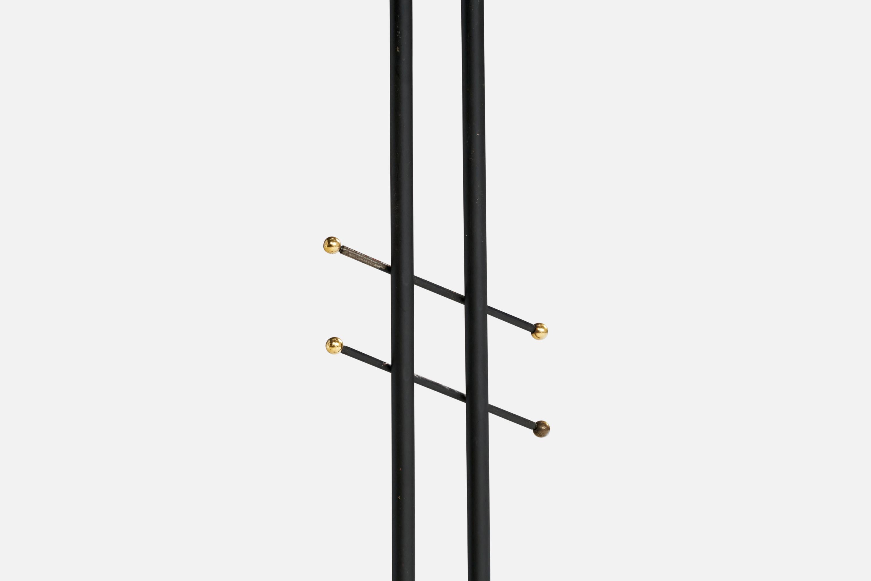 French Designer, Floor Lamp, Brass, Metal, Fabric, France, 1960s For Sale 1