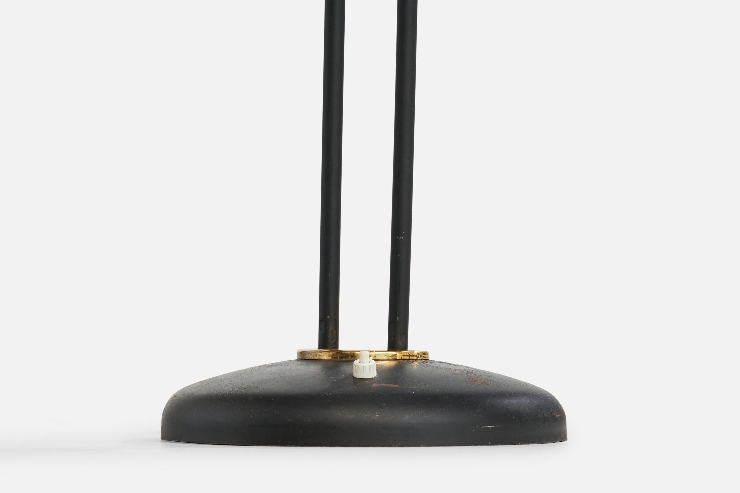 French Designer, Floor Lamp, Brass, Metal, Fabric, France, 1960s For Sale 3