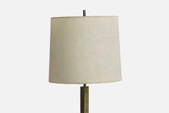 French Designer, Floor Lamp, Brass, Parchment, France, 1950s