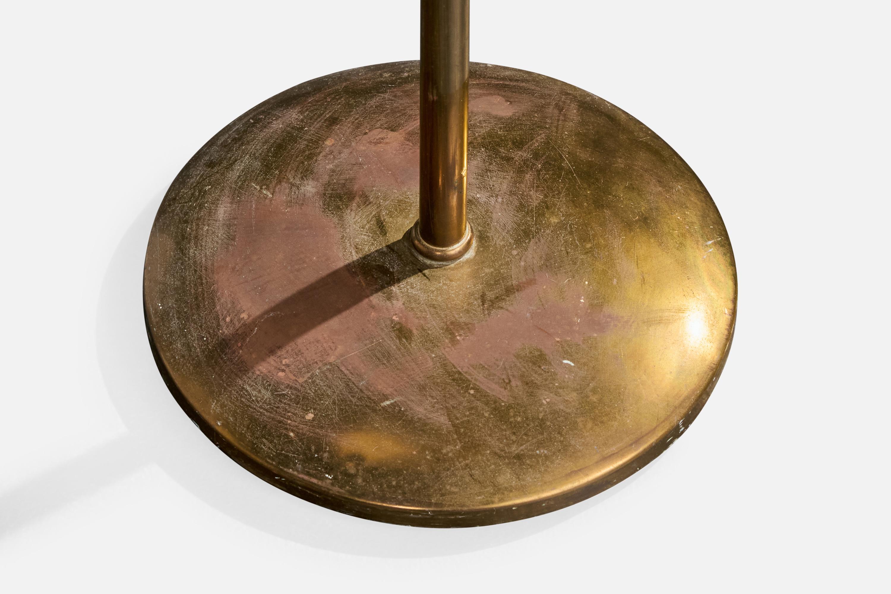 Diseñador francés, lámpara de pie, latón, ratán, Francia, años 50 Latón en venta