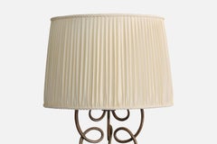 French Designer, Floor Lamp, Iron, Fabric, France, 1930s