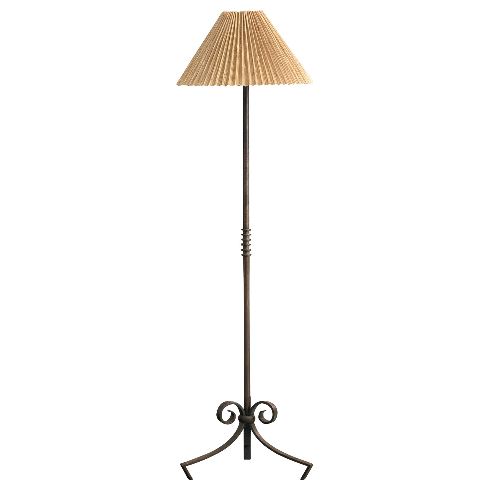 French Designer, Floor Lamp, Iron, Paper, France, 1930s