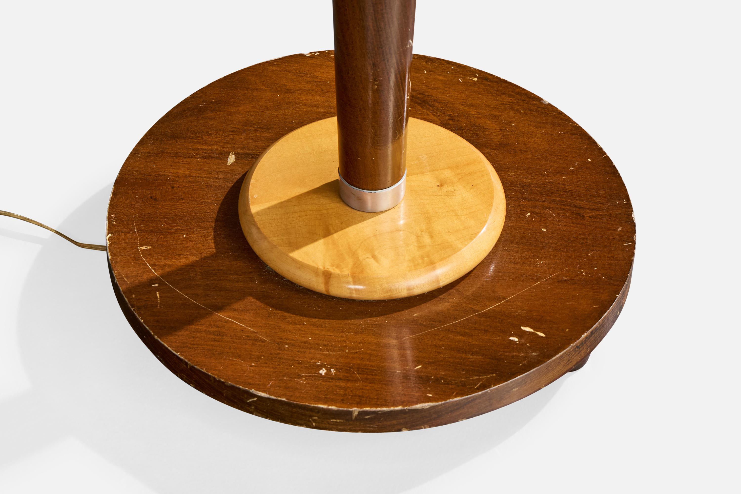 Diseñador francés, Lámpara de pie, Madera, Tela, Francia, Años 50 en venta 1