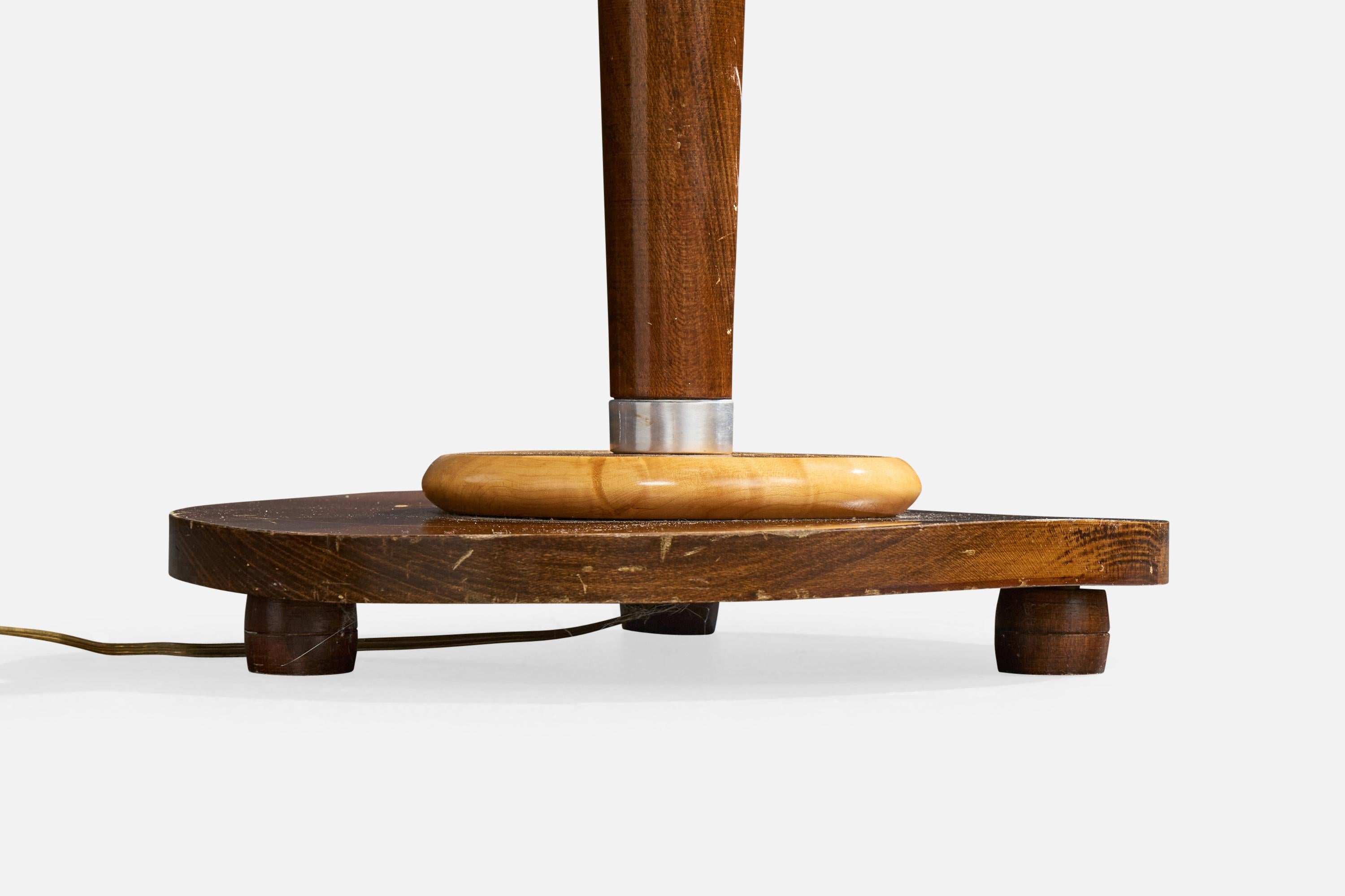 Diseñador francés, Lámpara de pie, Madera, Tela, Francia, Años 50 en venta 2