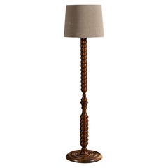 French Designer, Floor Lamp, Wood, Fabric, France, 1960s