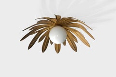 Französischer Designer, Flush Mount, Messing, Glas, Frankreich, 1950er Jahre