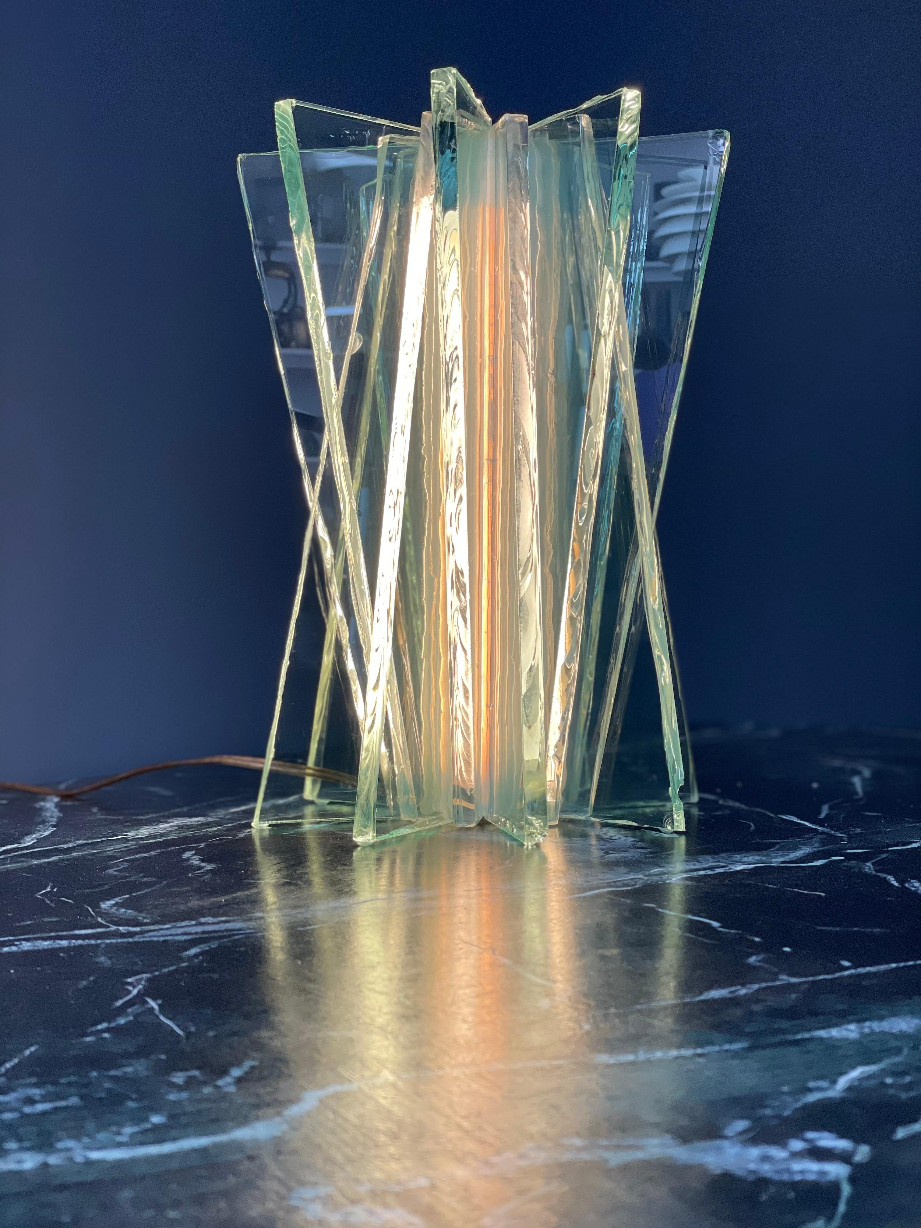 Art Deco French Designer Glass Lamp