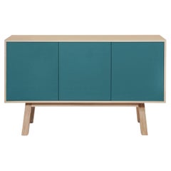 Aparador de 3 puertas azul marino artesanal de diseño francés, por Eric Gizard Paris