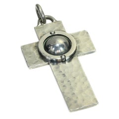 French Designer Jean Despres Geometric Motif Silver Latin Cross Pendant