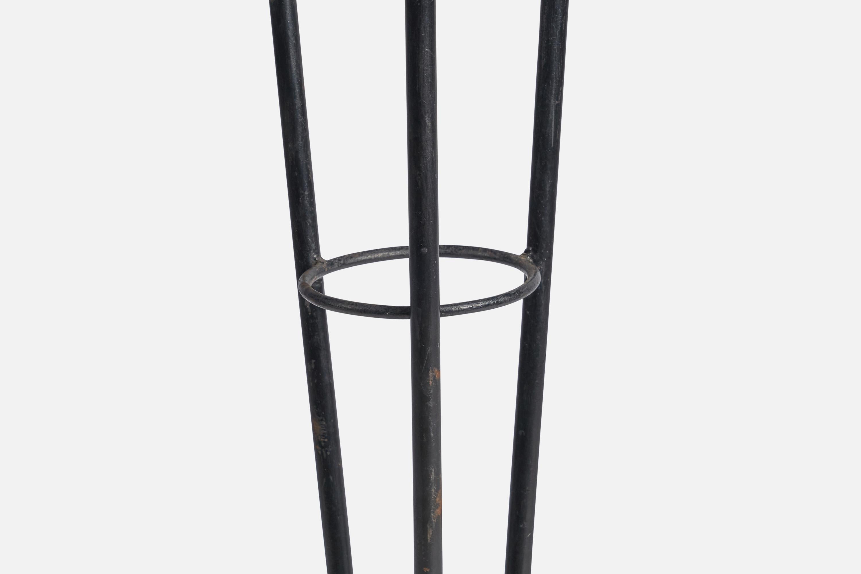 French Designer, Large Floor Lamp, Iron, Rubber, France, 1950s In Good Condition For Sale In High Point, NC