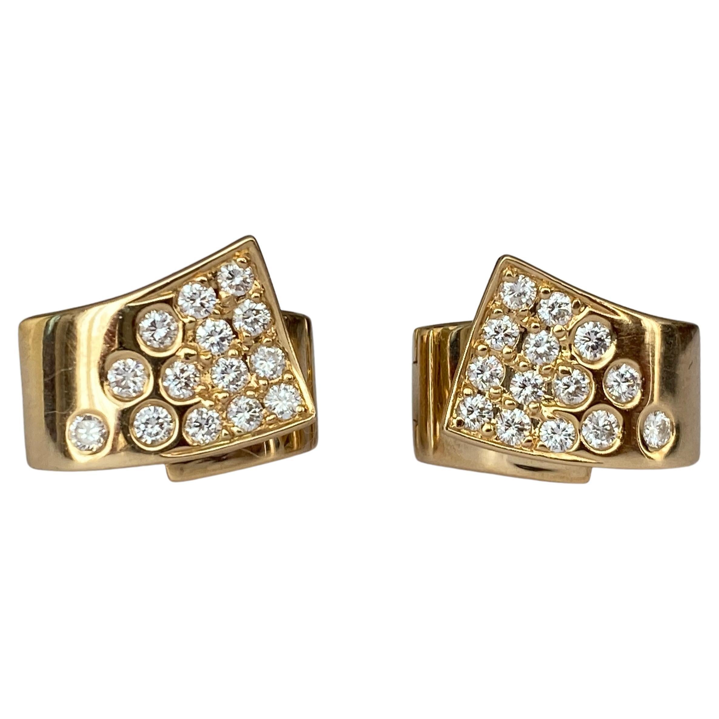 French Designer Louis Feraud Diamond 18k Gold Diamond Earrings