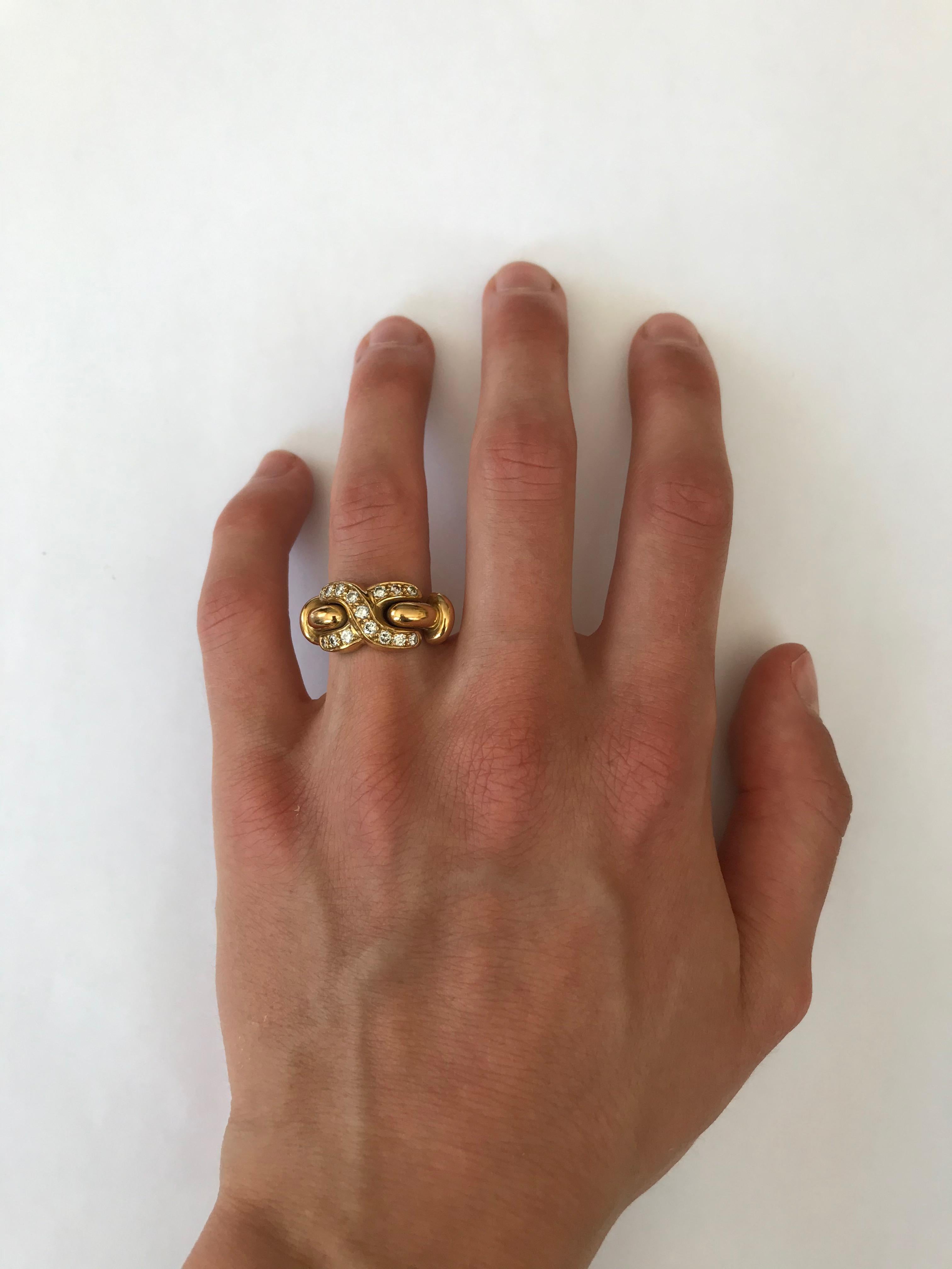 French Designer Louis Feraud Diamond 18k Gold Ring, Paris, signed and numbered 5