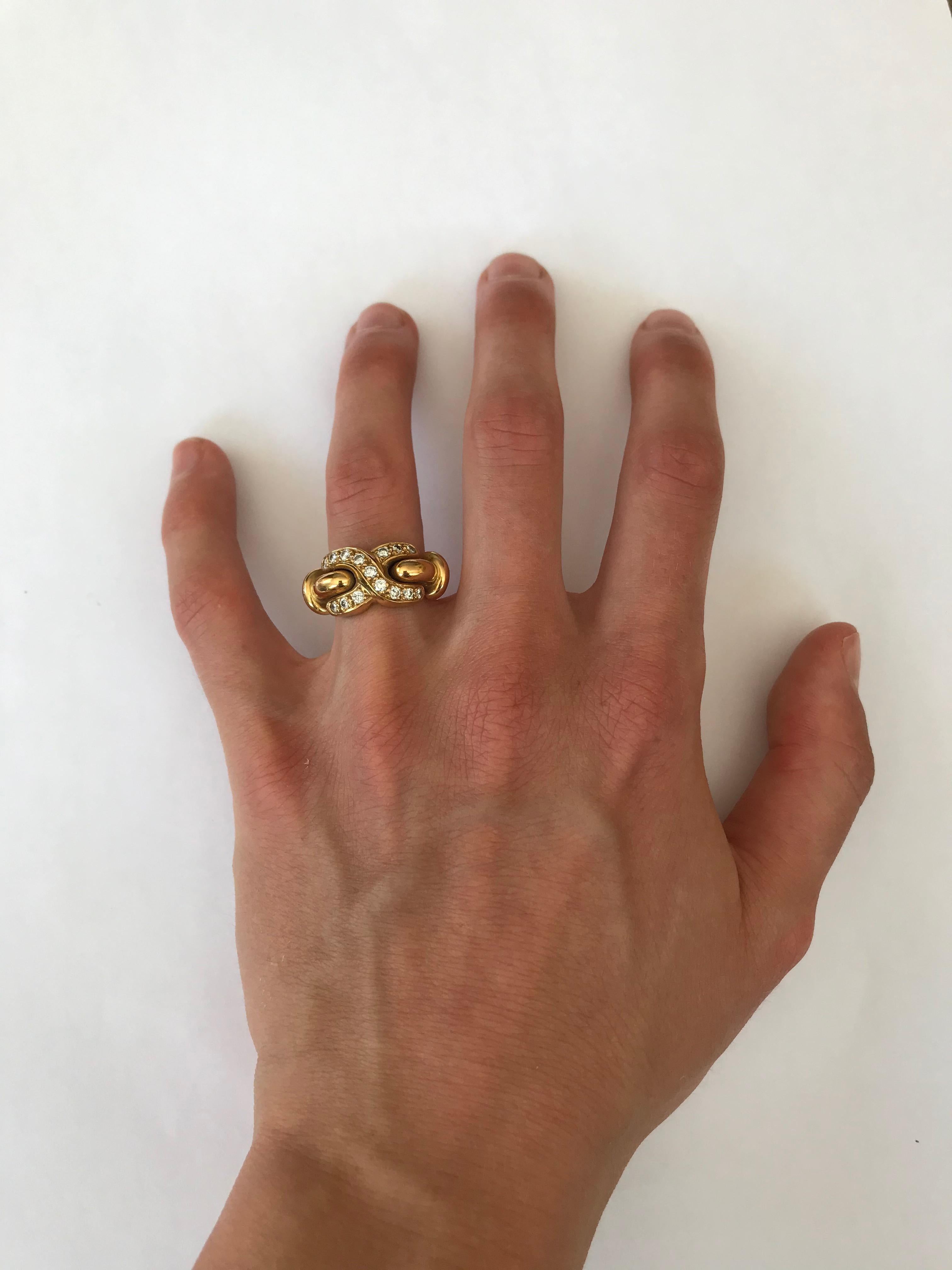 French Designer Louis Feraud Diamond 18k Gold Ring, Paris, signed and numbered 6