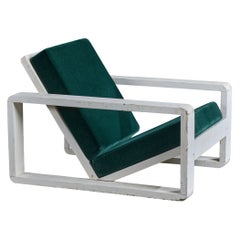 French Designer, Lounge Chair, Oak, Mohair, France, 1950s