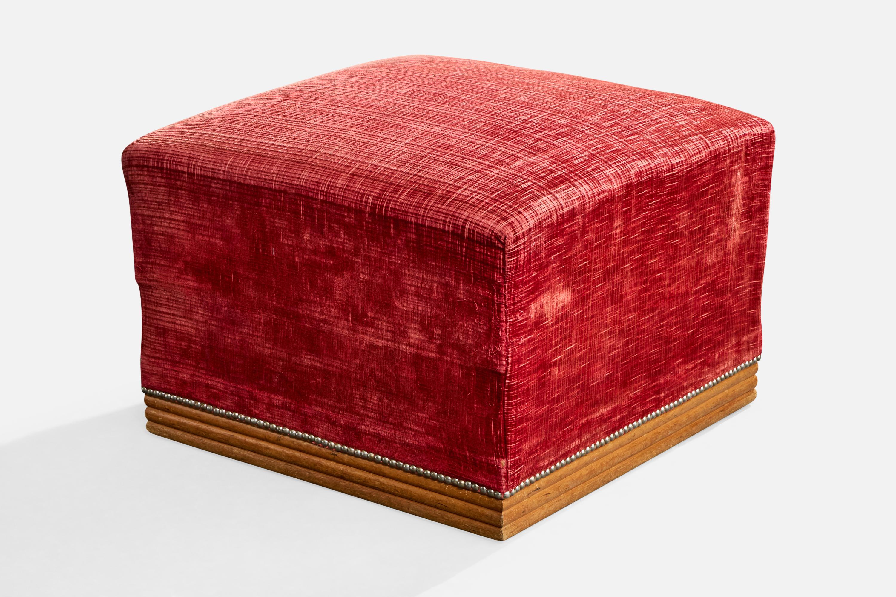 Designer français, chaise longue avec pouf, Wood, velours, métal, France, années 1930 en vente 1