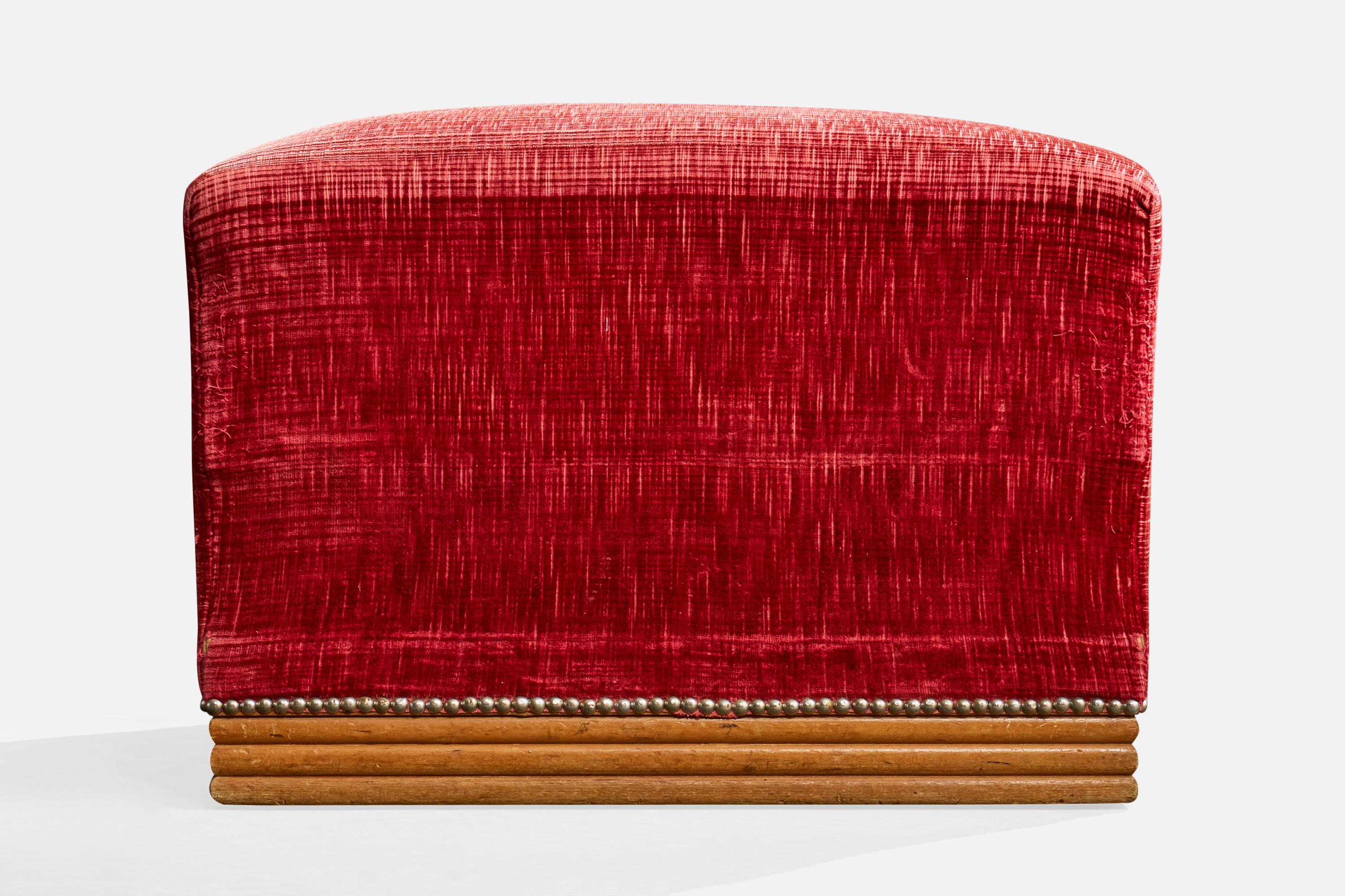 Designer français, chaise longue avec pouf, Wood, velours, métal, France, années 1930 en vente 2