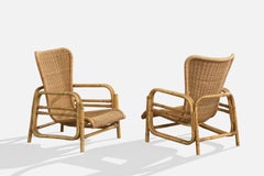 French Designer, Lounge Chairs, Bamboo, Rattan, France, 1960s