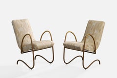 Diseñador francés, Sillas de salón, Metal, Tela, Francia, Años 30