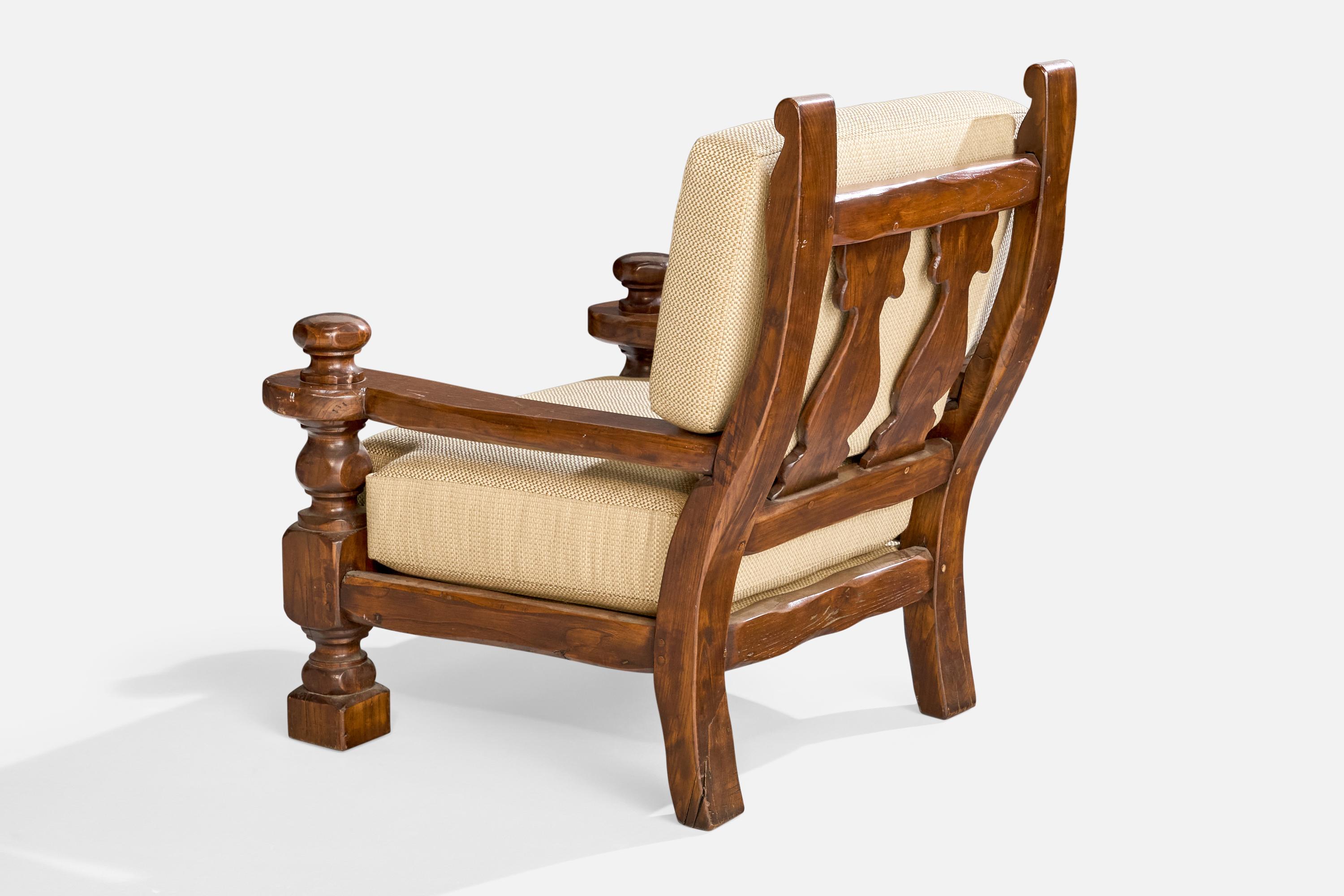 Sedie da salotto di design francese, Oak, Tessuto, Francia, anni '1970 in vendita 6