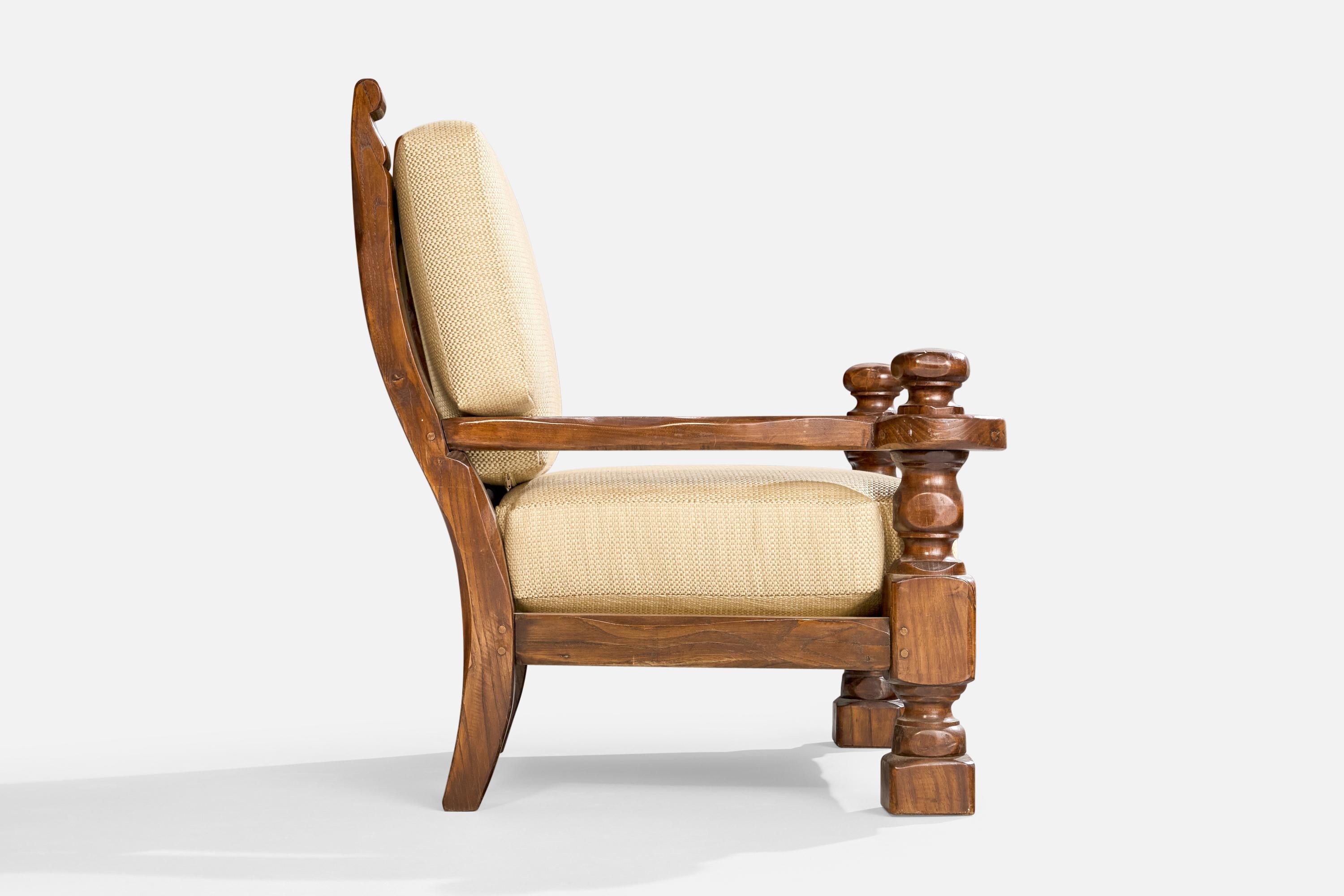 Sedie da salotto di design francese, Oak, Tessuto, Francia, anni '1970 in vendita 7