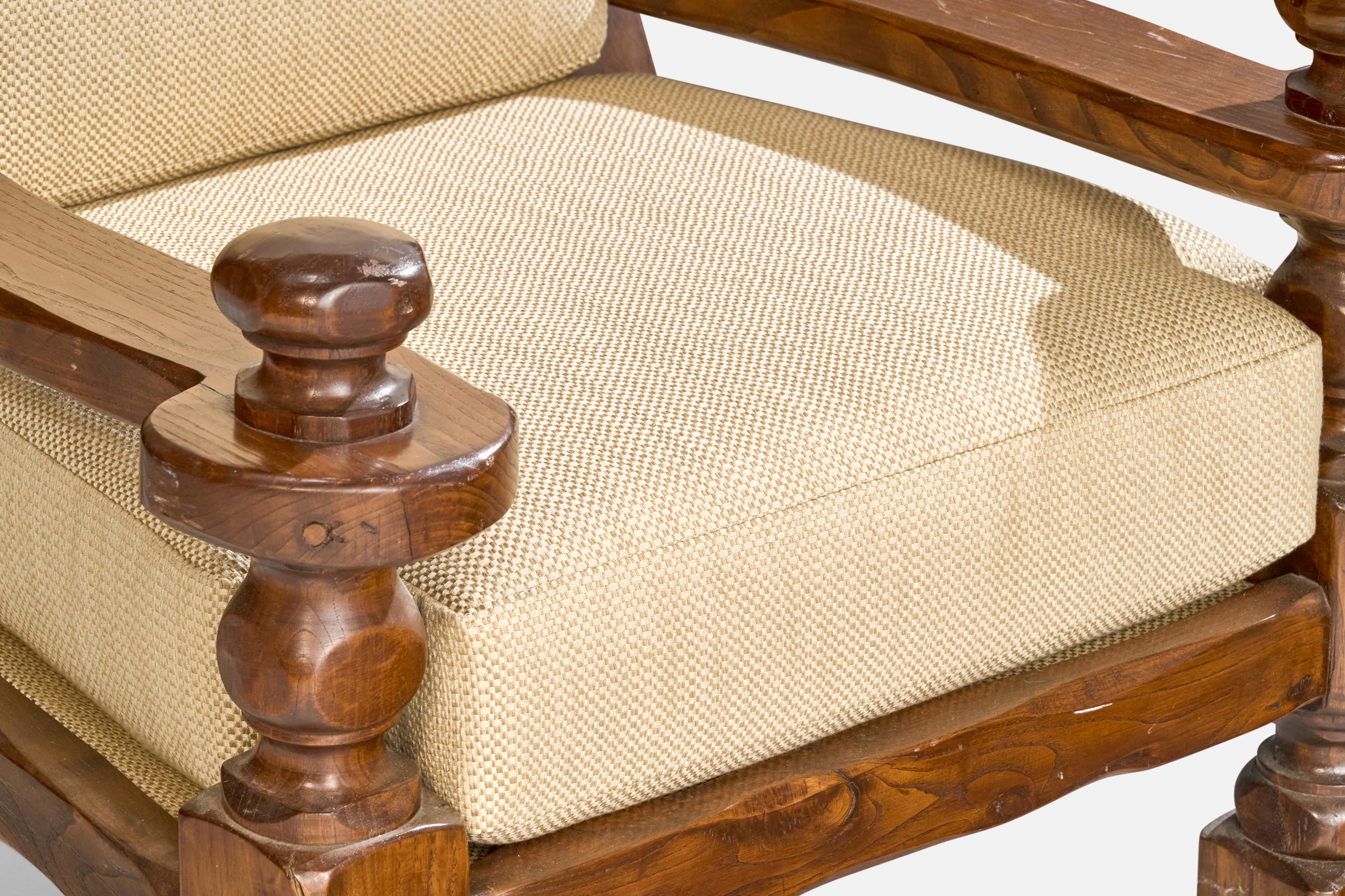Sedie da salotto di design francese, Oak, Tessuto, Francia, anni '1970 In condizioni buone in vendita a High Point, NC
