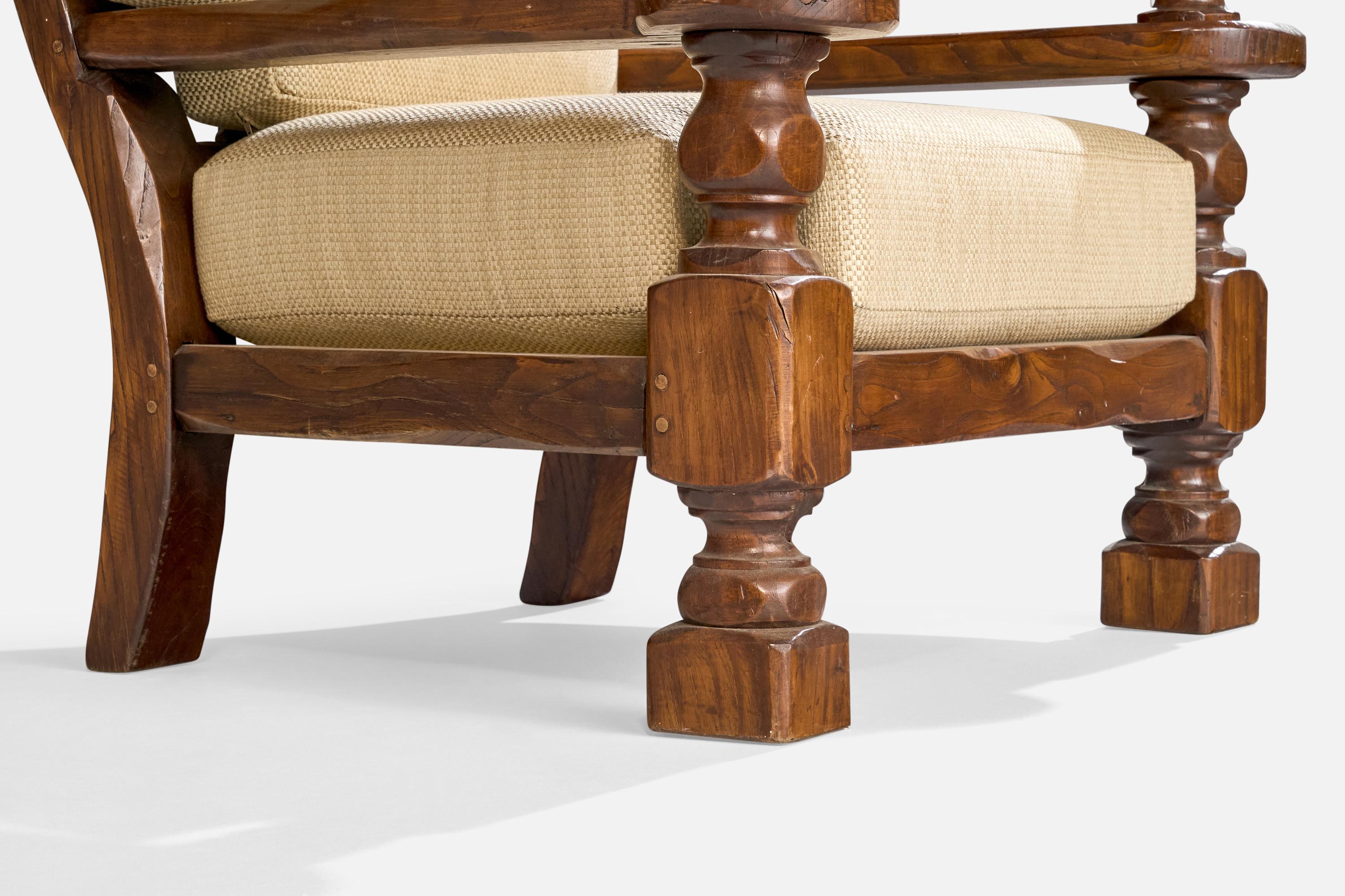 Fine XX secolo Sedie da salotto di design francese, Oak, Tessuto, Francia, anni '1970 in vendita