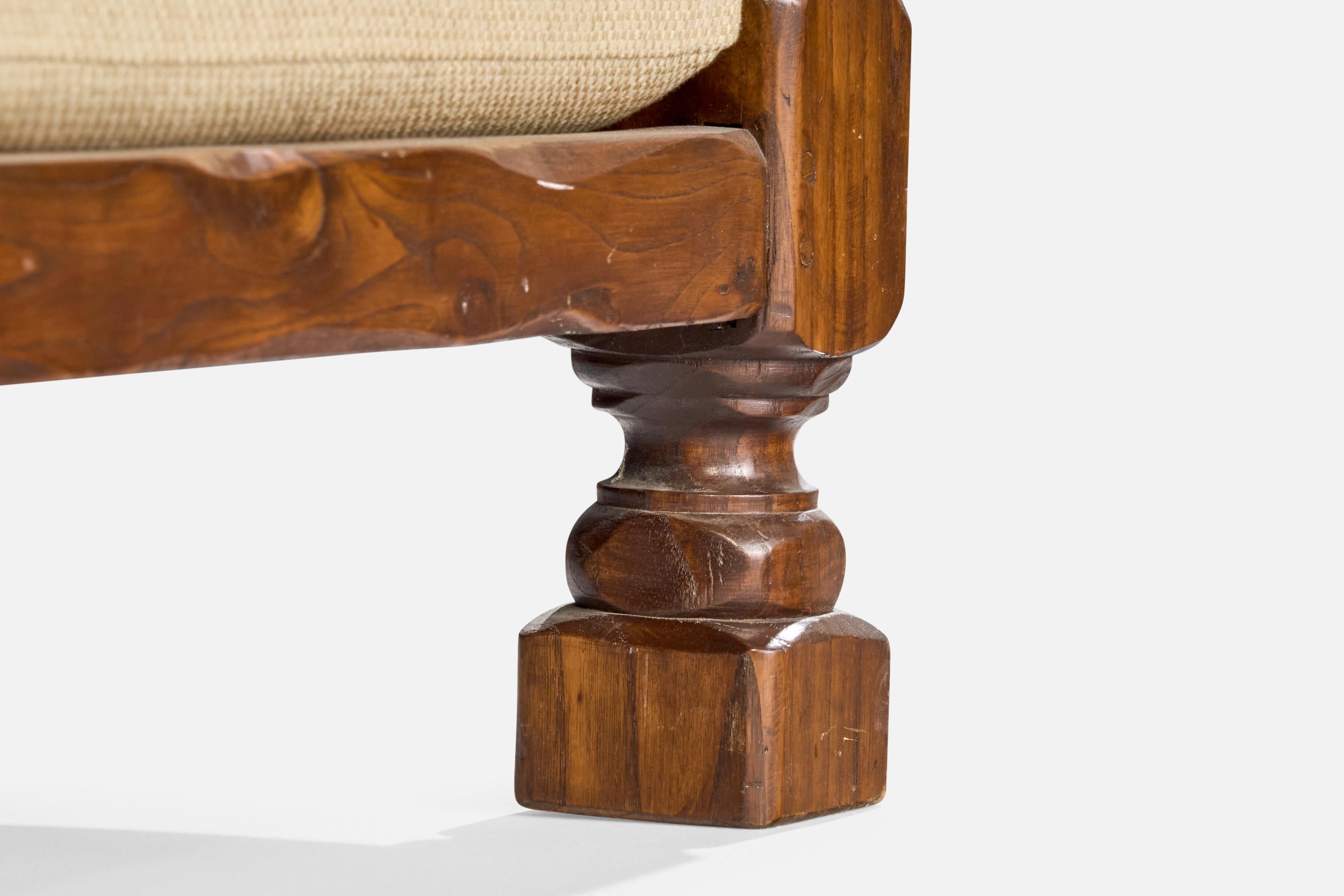 Sedie da salotto di design francese, Oak, Tessuto, Francia, anni '1970 in vendita 1
