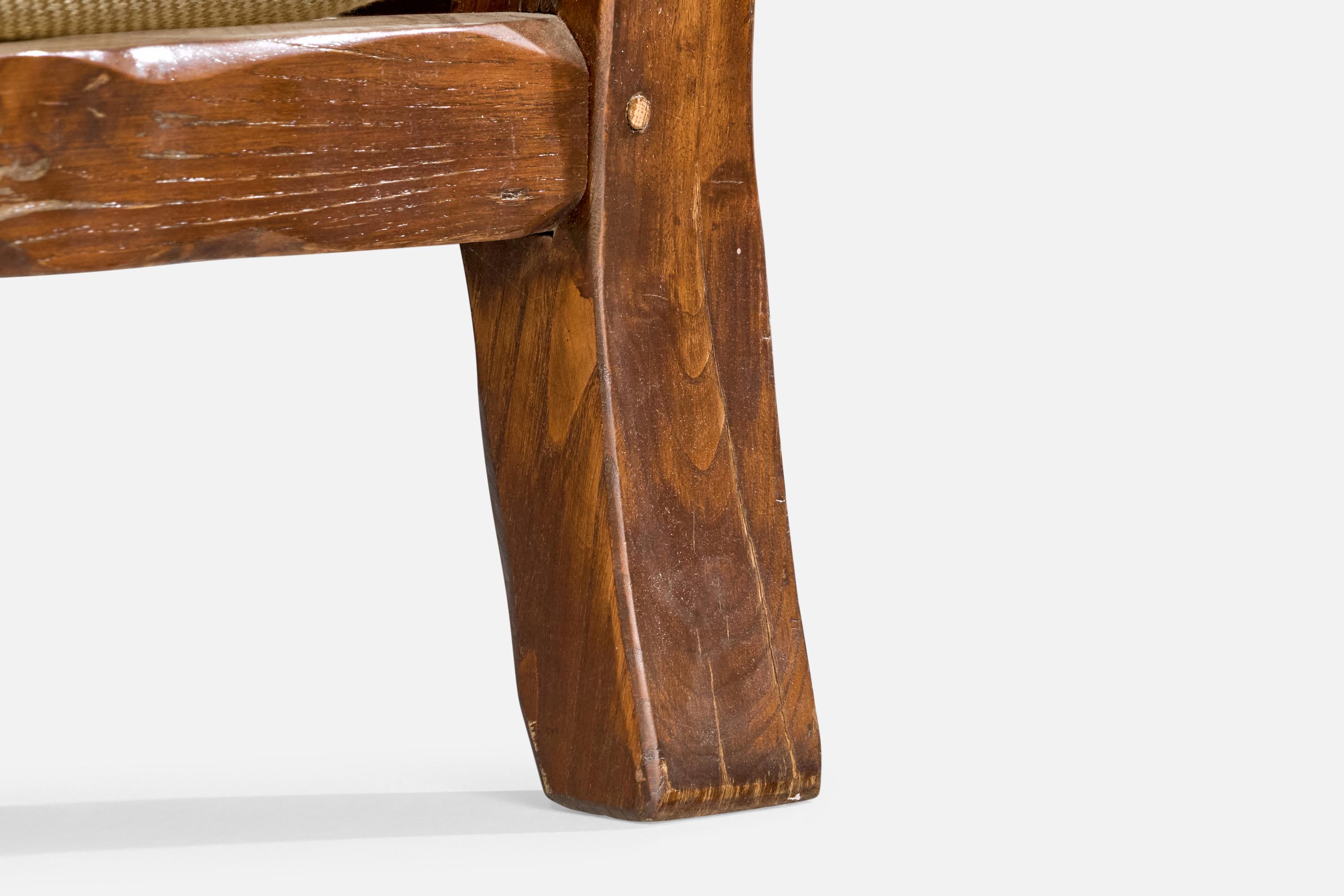 Sedie da salotto di design francese, Oak, Tessuto, Francia, anni '1970 in vendita 2