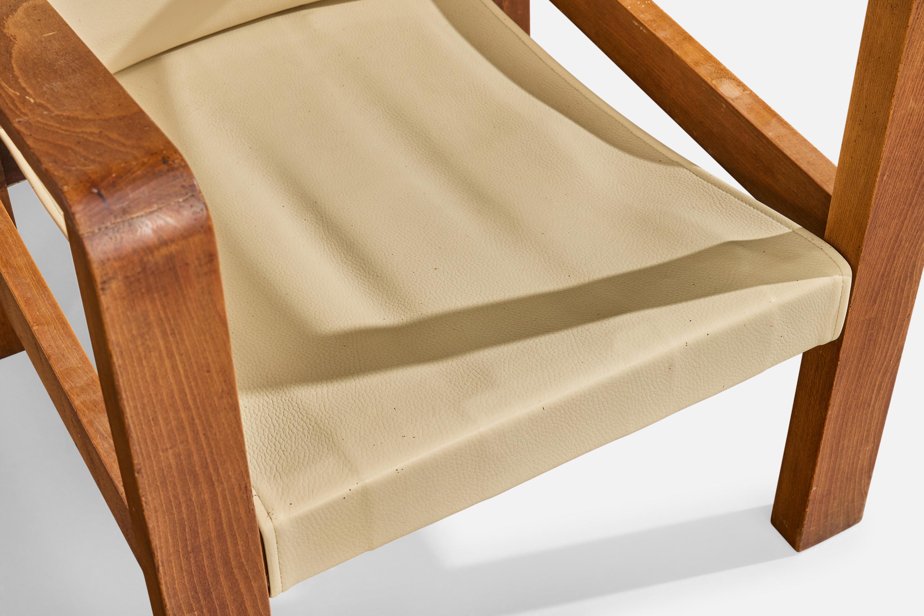Französischer Designer, Lounge-Stühle, Eiche, Leder, Frankreich, 1930er Jahre im Angebot 1