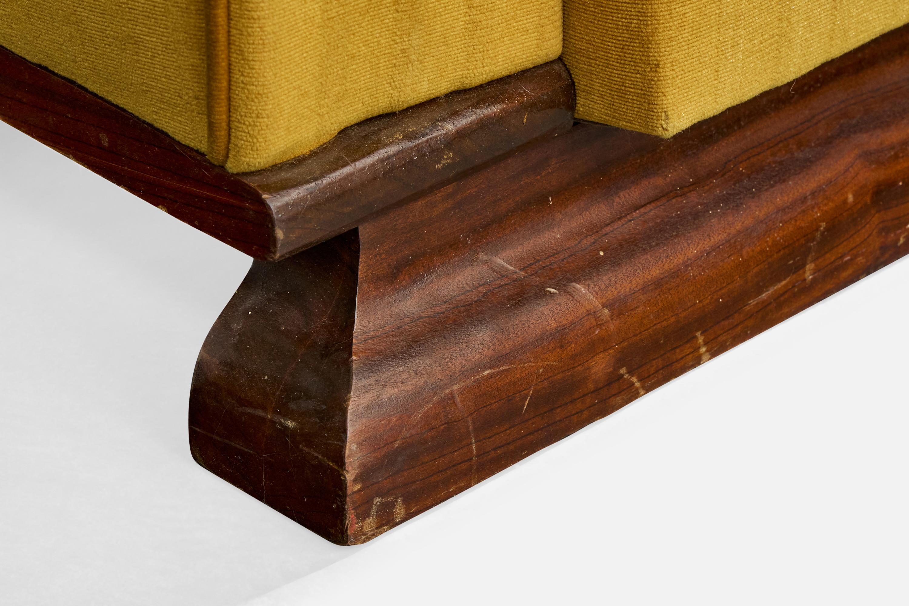 French Designer, Lounge Chairs, Wood, Fabric, France, 1930s For Sale 9