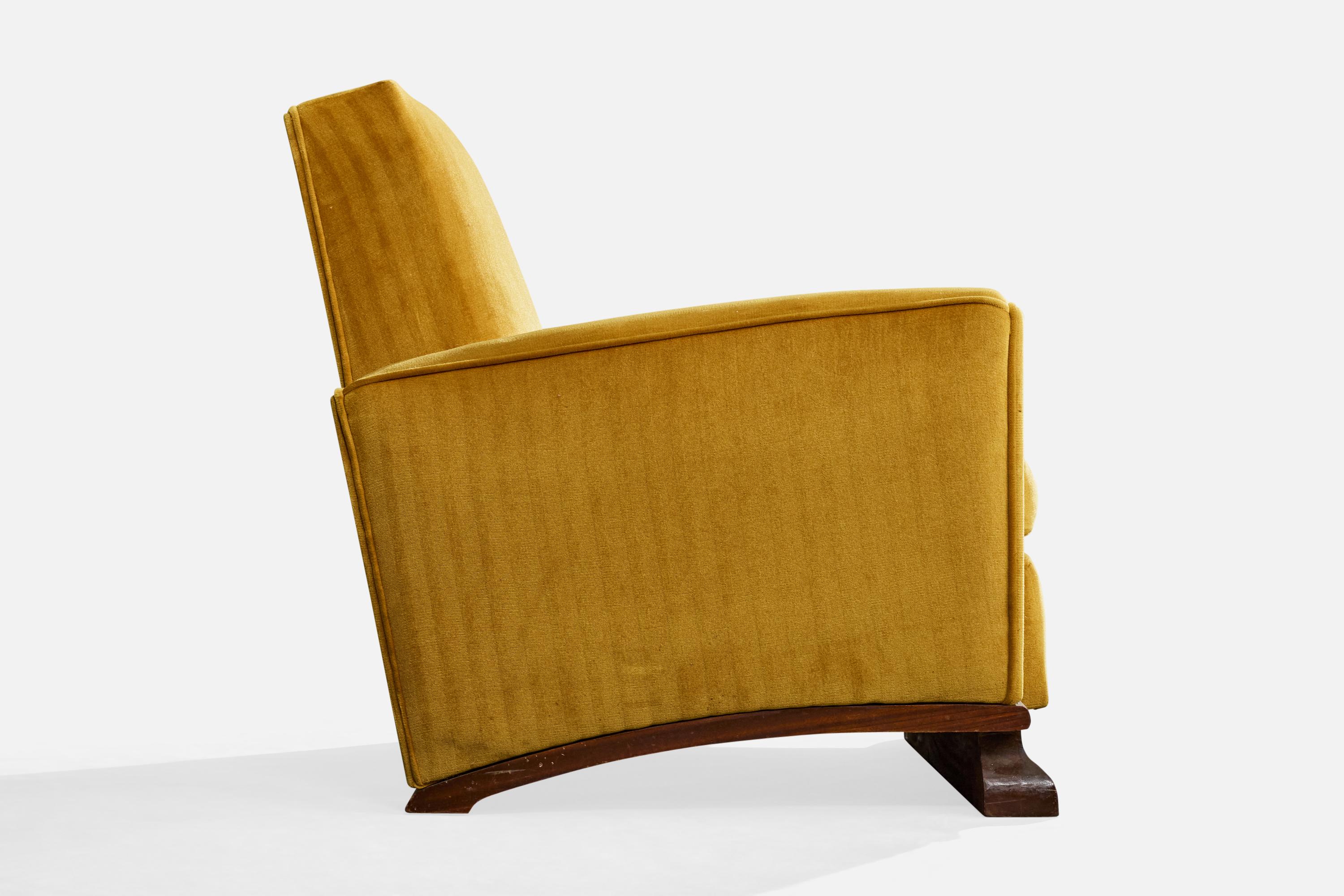 French Designer, Lounge Chairs, Wood, Fabric, France, 1930s For Sale 2