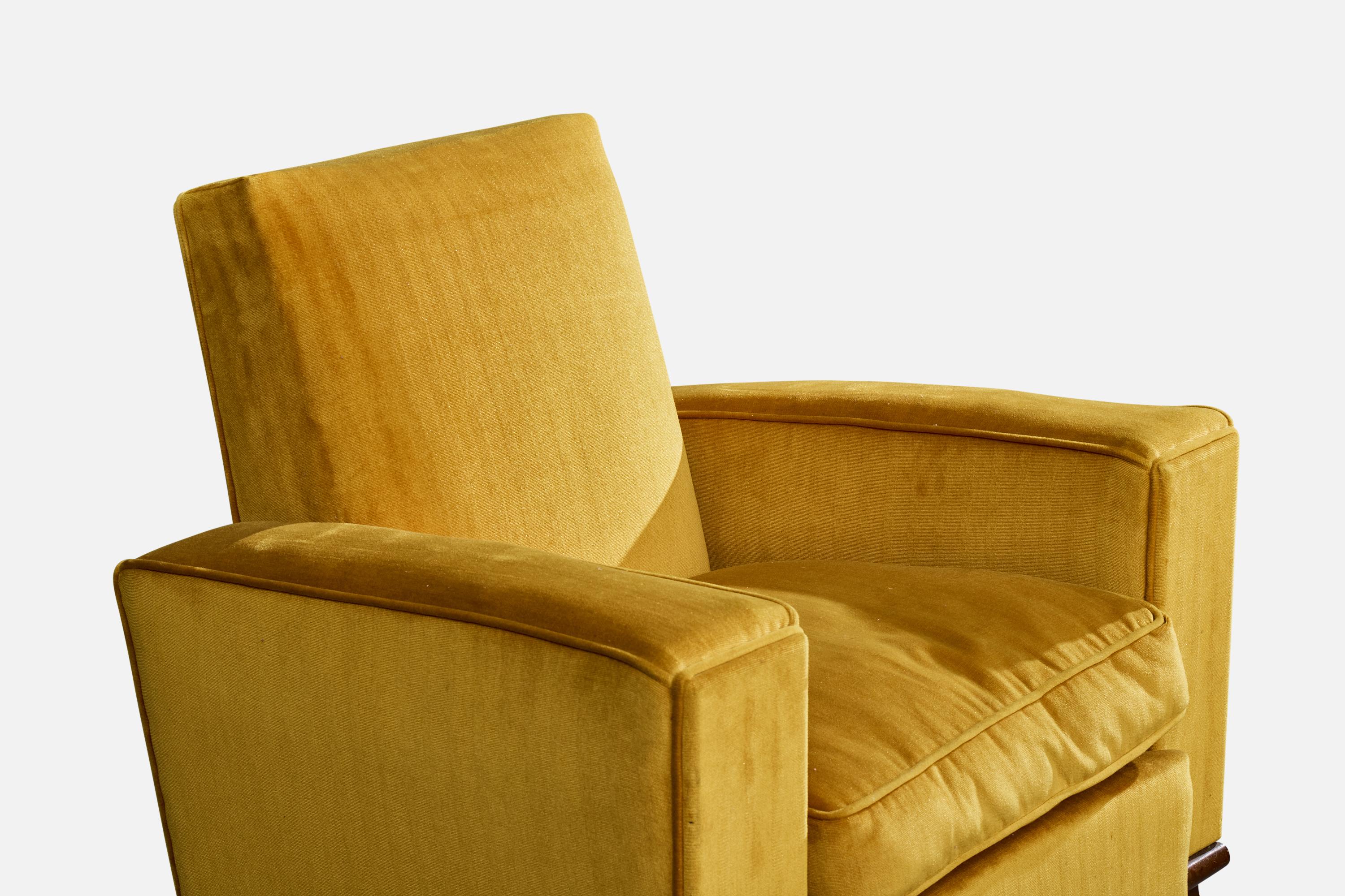 French Designer, Lounge Chairs, Wood, Fabric, France, 1930s For Sale 3